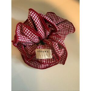 Sézane Women's Red White Gingham Plaid Hair Scrunchie Brand New